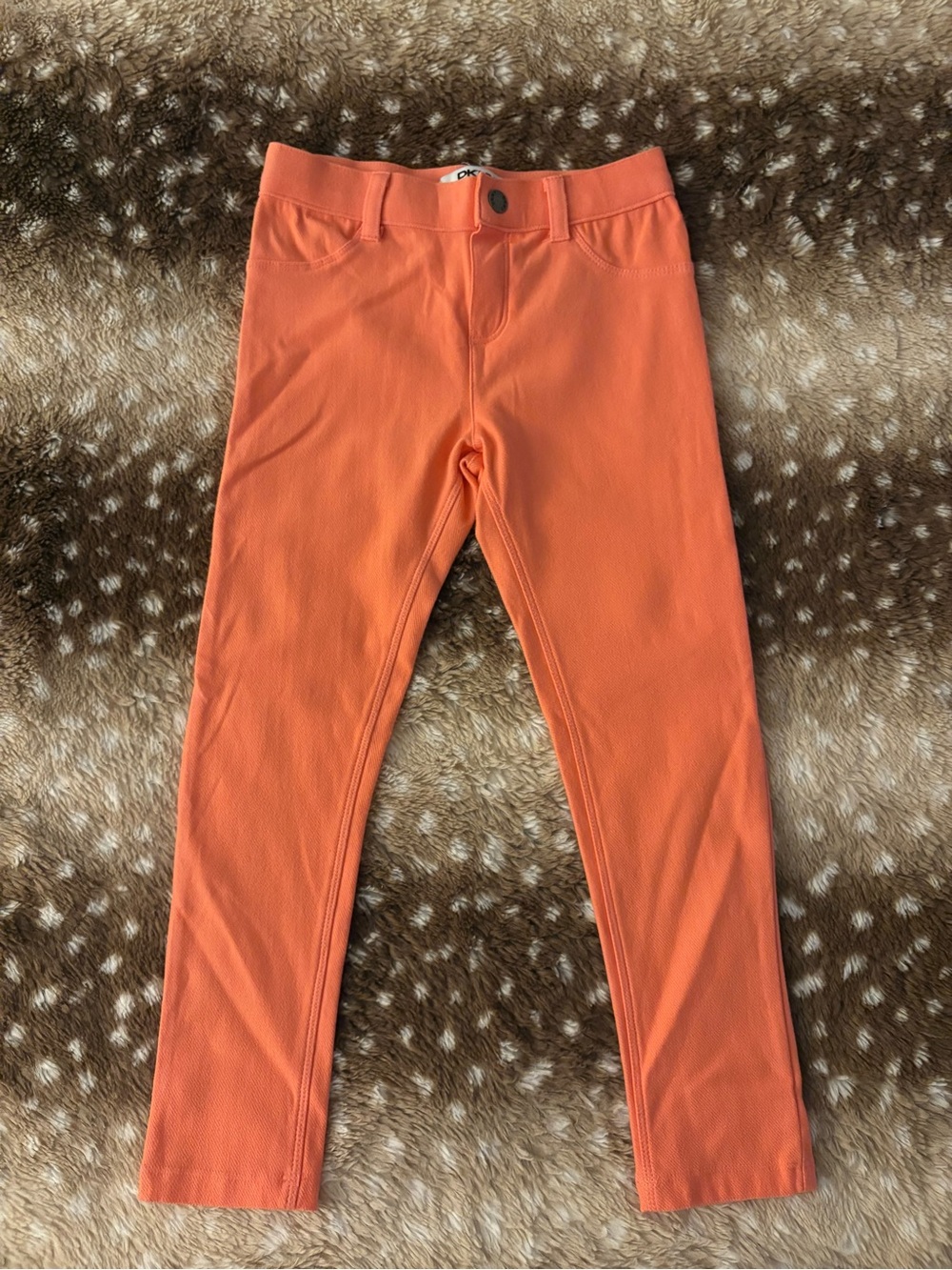 Girls' Coral Orange Stretch Denim Leggings